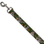 Dog Leash - Mowgli & Baloo 3-Poses Leaves/Flowers Greens/Orange