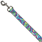 Dog Leash - Bullseye Stacked Swirl Blues/Green/Yellow/Pink