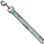 Dog Leash - Plaid Curls White/Black/Gray/Green