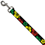 Dog Leash - Hibiscus CLOSE-UP Black/Green/Yellow/Red