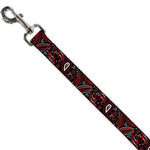 Dog Leash - Floral Paisley3 Black/Red/Gray/White