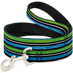 Dog Leash - Scribble Stripes Blue/Green/White