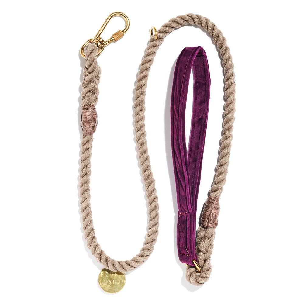 Standard 5ft Leads Premium Vintage Purple Washable Velvet Animal Leash