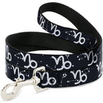 Dog Leash - Zodiac Capricorn Symbol/Constellations Black/White