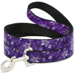 Dog Leash - Hibiscus Collage Purple Shades
