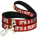 Dog Leash - Pluto 2-Pose IT'S A RUFF LIFE Red/Yellow/White