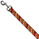 Dog Leash - Hot Dogs/Buffalo Plaid Black/Red