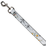 Dog Leash - Flower Splatter White/Gray