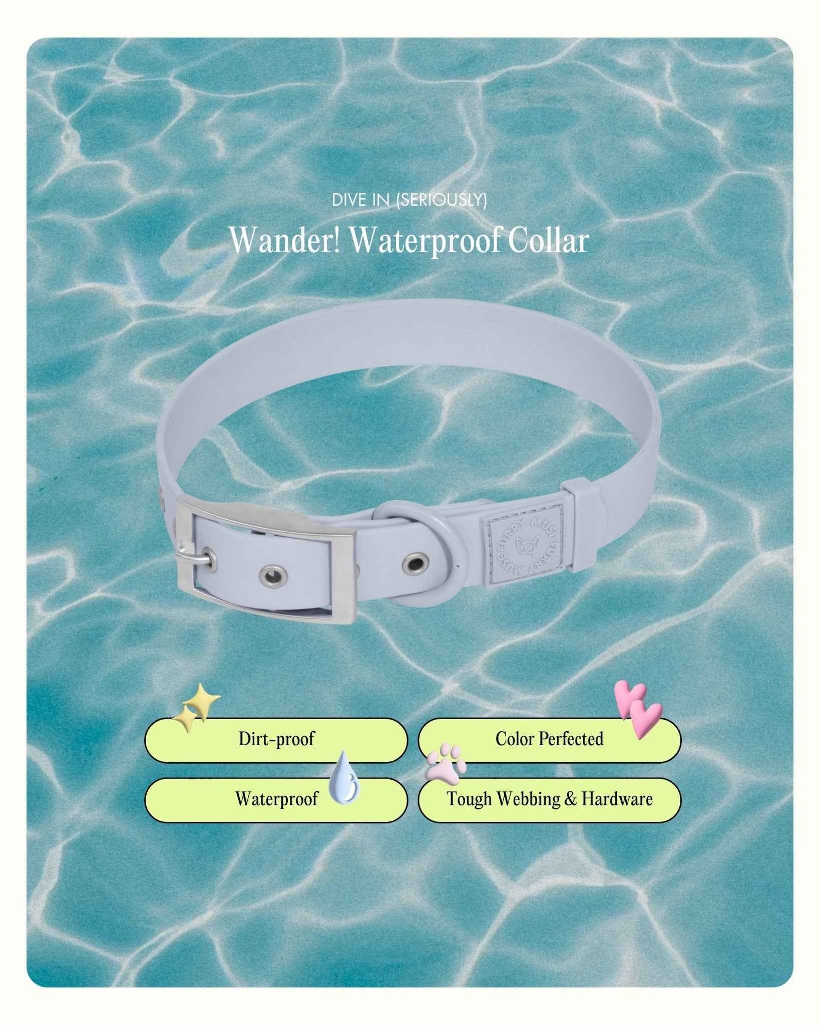 Wander! Waterproof Collar - Sky