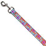 Dog Leash - Weave CLOSE-UP White/Pink/Orange/Aqua