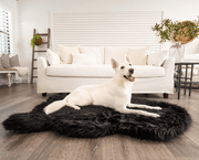 PupRug Faux Fur Orthopedic Dog Bed - Curve Midnight Black
