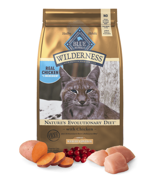 Blue Buffalo Wilderness Adult Grain-Free Weight Control Chicken Dry Cat Food (5lb) 