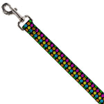Dog Leash - Smiley Faces Melted Mini Repeat Black/Multi Neon