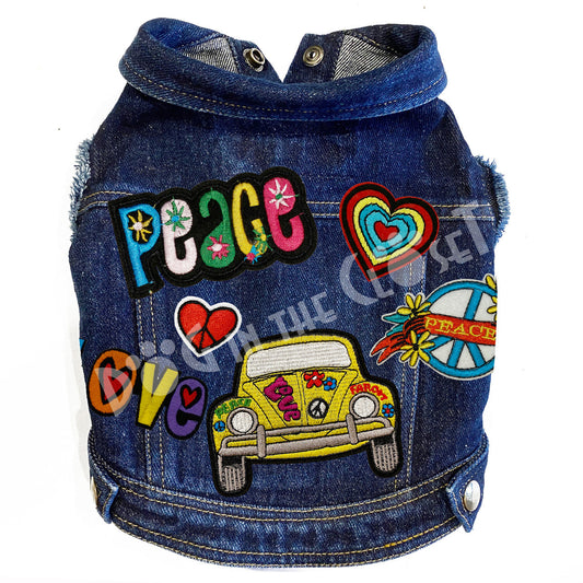 Peace VW Denim Dog Jacket for dogs