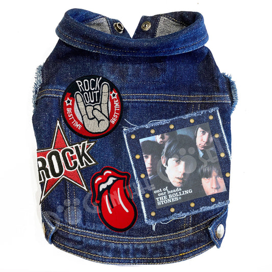 Rock Star - Rolling Stones - Out of our Heads Denim Dog Jacket alternate view