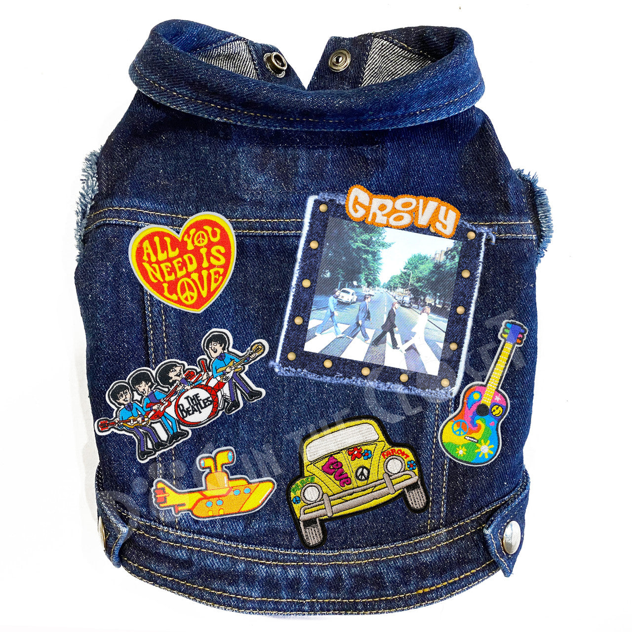Rock Star (The Beatles) Abbey Lane (Large) Denim Dog Jacket for dogs