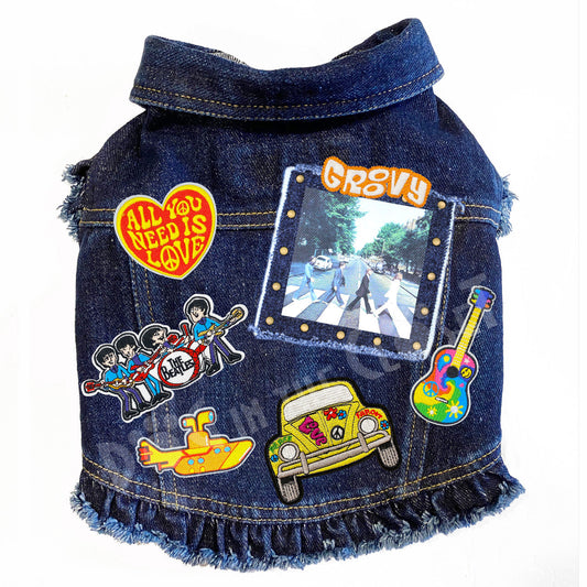 Rock Star (The Beatles) Abbey Lane (Large) Denim Dog Jacket alternate view