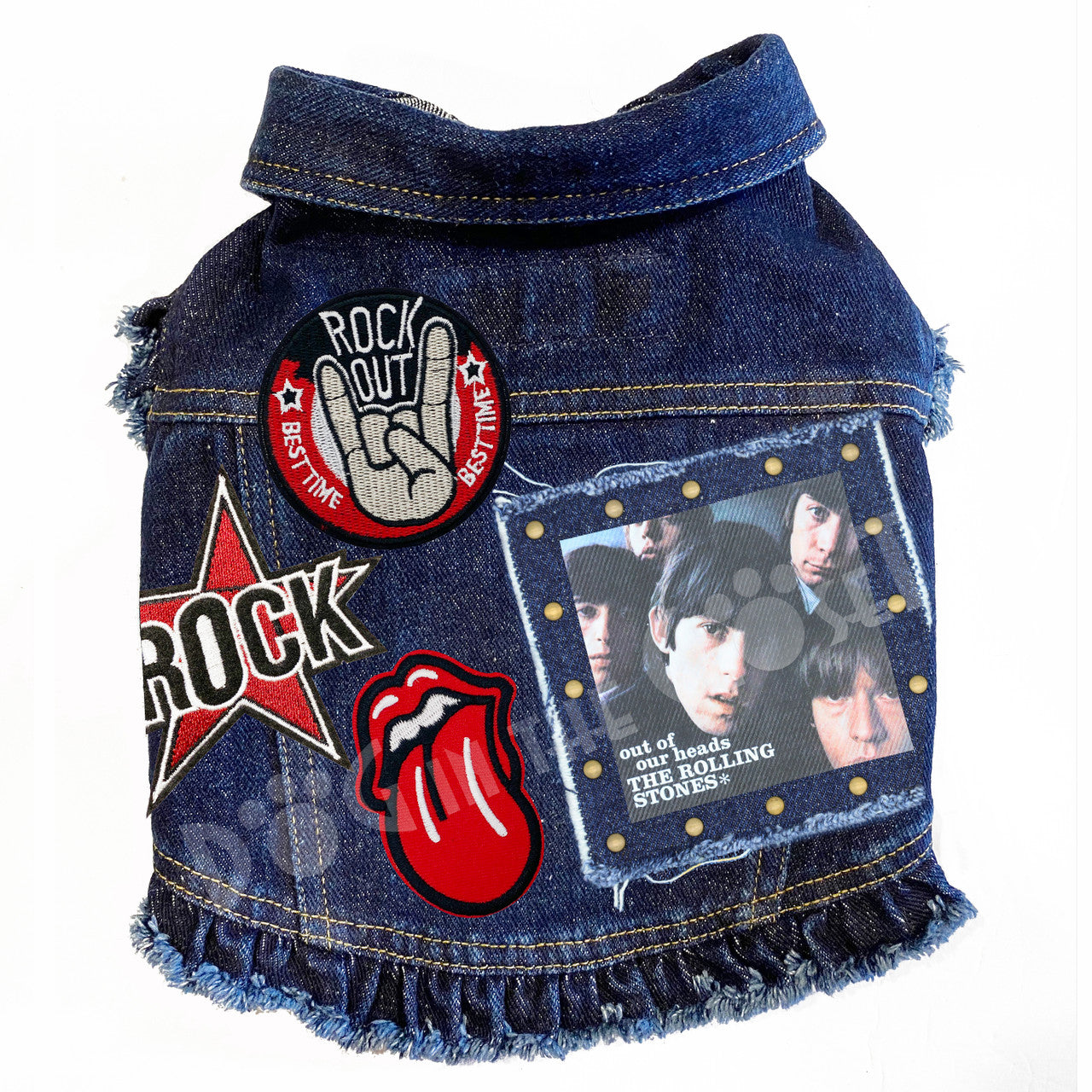 Rock Star - Rolling Stones - Out of our Heads Denim Dog Jacket alternate view