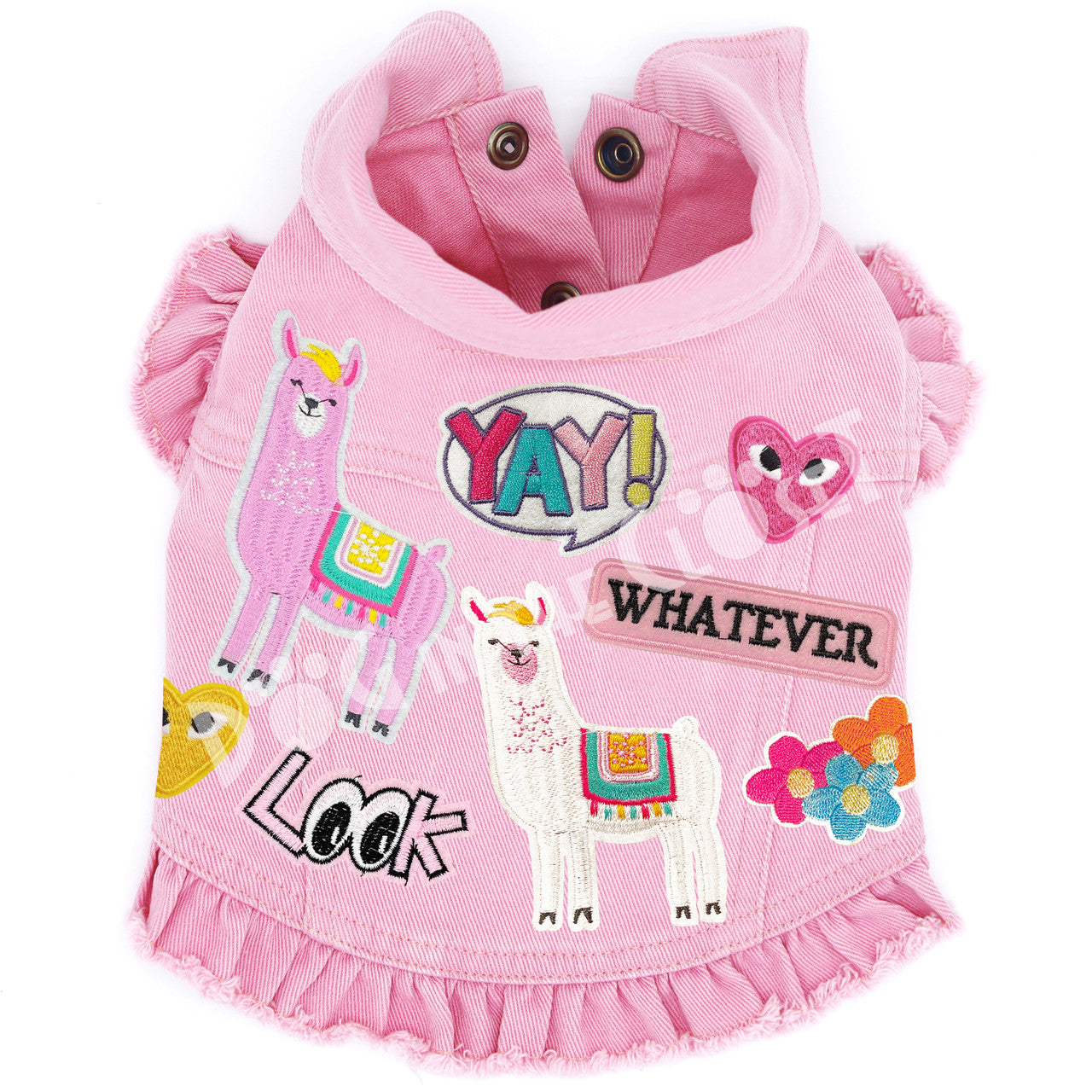 Yay for Llamas Denim Dog Jacket for dogs