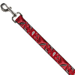 Dog Leash - Floral Paisley3 Red/Black/Gray/White
