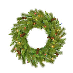 Kurt Adler 24-Inch Pre-Lit Multi-Colored Incandescent Pinecone Wreath