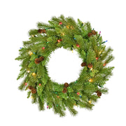 Kurt Adler 24-Inch Pre-Lit Multi-Colored Incandescent Pinecone Wreath