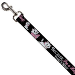 Dog Leash - Aristocats Marie 3-Poses BECAUSE I'M A LADY THAT'S WHY Black/White/Pink