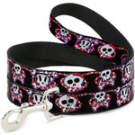 Dog Leash - Cute Skulls w/Hearts