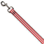 Dog Leash - Triple Stripe White/Red