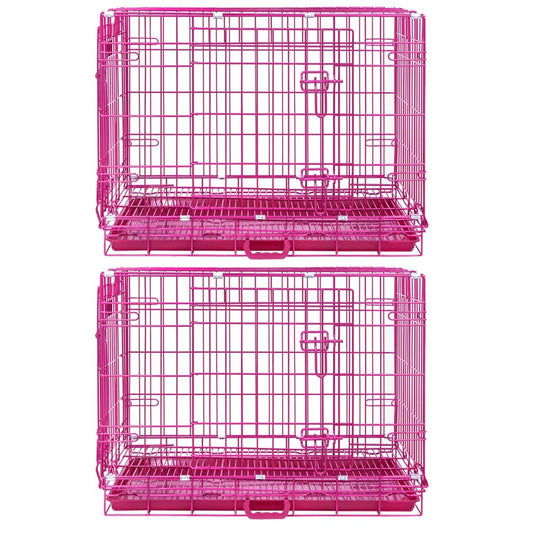 24-42" Collapsible Pink Dog Crate RED24-42
