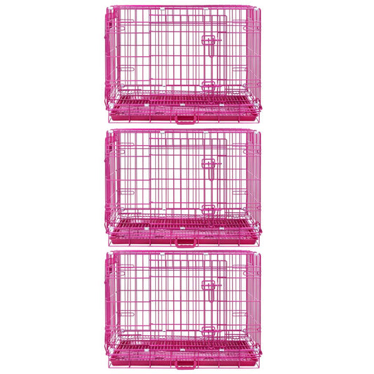 24-42" Collapsible Pink Dog Crate RED24-42