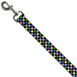 Dog Leash - Checker Black/Multi Pastel