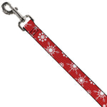 Dog Leash - Snowflakes Red/White