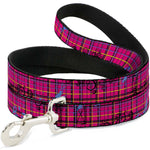 Dog Leash - Plaid Curls Pink/Black/Yellow/Blue