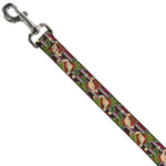 Dog Leash - Christmas Elves/Stripes Black/Red/White/Green