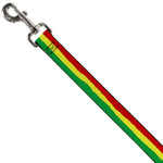 Dog Leash - Rasta Stripes Painted Green/Yellow/Red