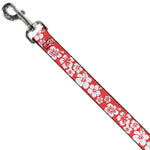 Dog Leash - Hibiscus Light Red/White