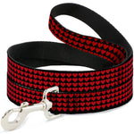 Dog Leash - Mini Hearts Black/Red