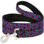 Dog Leash - Jagged Rings Purples/Blues/Yellow