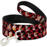 Dog Leash - Pin Up Girl Poses Buffalo Plaid Blocks Black/Red