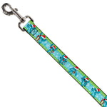 Dog Leash - Lilo and Stitch Holiday Stitch and Scrump Poses Stripe Green/Blue