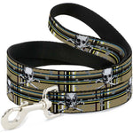 Dog Leash - Skull & Cross Bones Plaid Tan