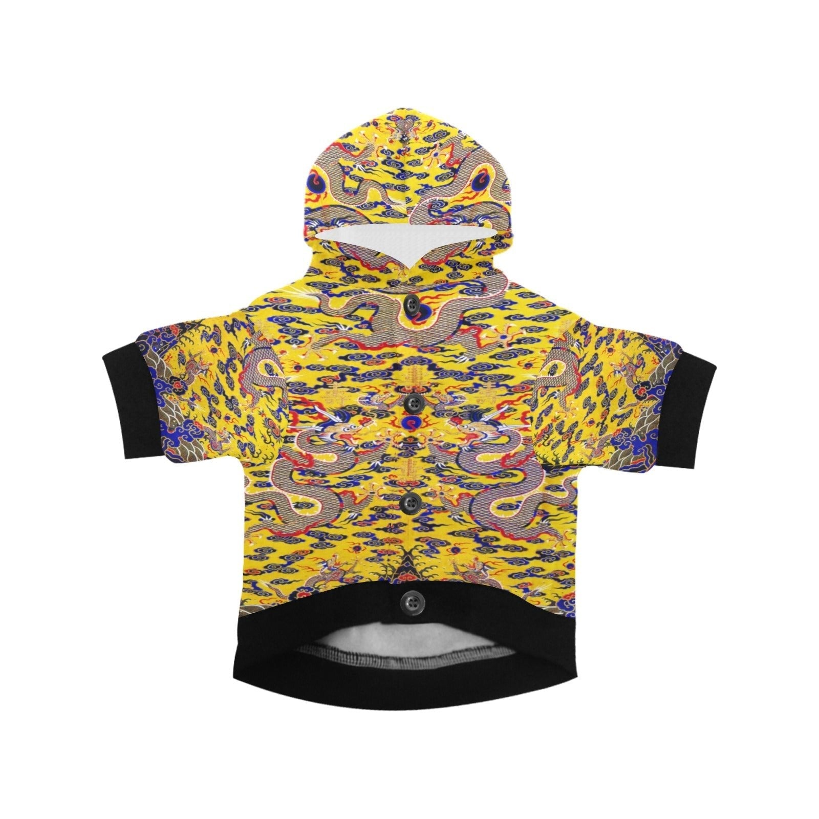 Yellow Imperial Dragon Button Hoodie