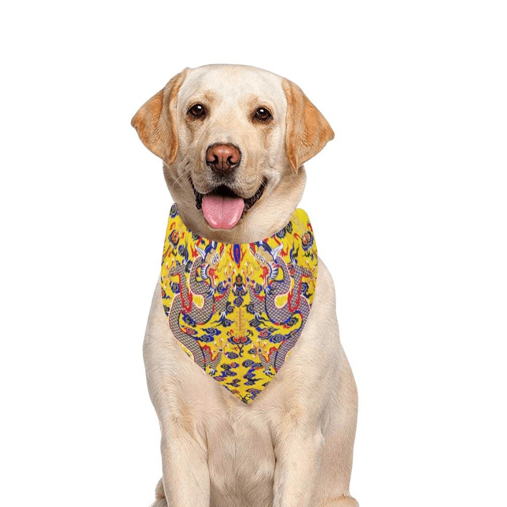 Yellow Imperial Dragon Double-Sided Pet Bandana