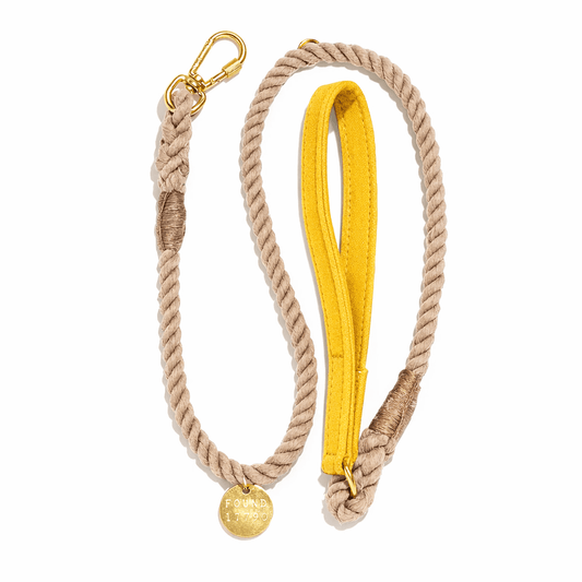 Standard 5ft Leads Premium Yellow Waxed Cotton Canvas Animal Leash