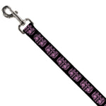 Dog Leash - BD Skulls w/Wings Black/Pink