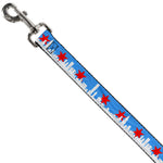 Dog Leash - Chicago Skyline/Flag Distressed Black/White/Red