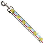 Dog Leash - Mocking SpongeBob Pose Stripe White/Blue/Red