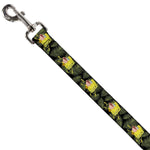 Dog Leash - Primitive Sponge Pose/Leaves Black/Green