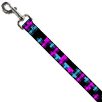 Dog Leash - Pixilated Checker Black/Fuchsia/Turquoise